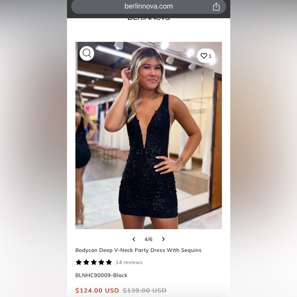 Berlinnova Bodycon Deep V-neck Party Dress with Sequins